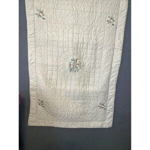Vtg Machine Embroidered Floral 2 King Size 100% Cotton Charming Floral Hearts